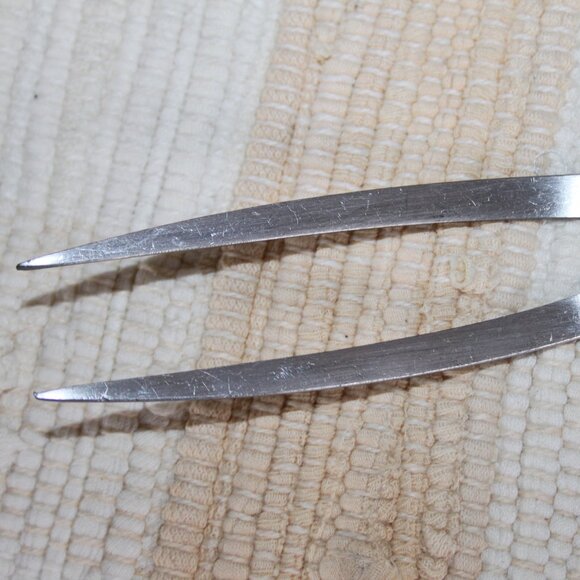 VTG FLINT ARROWHEAD STAINLESS 2 TINE MEAT FORK WHEAT HARVEST HANDLE 12" USA - Picture 7 of 12